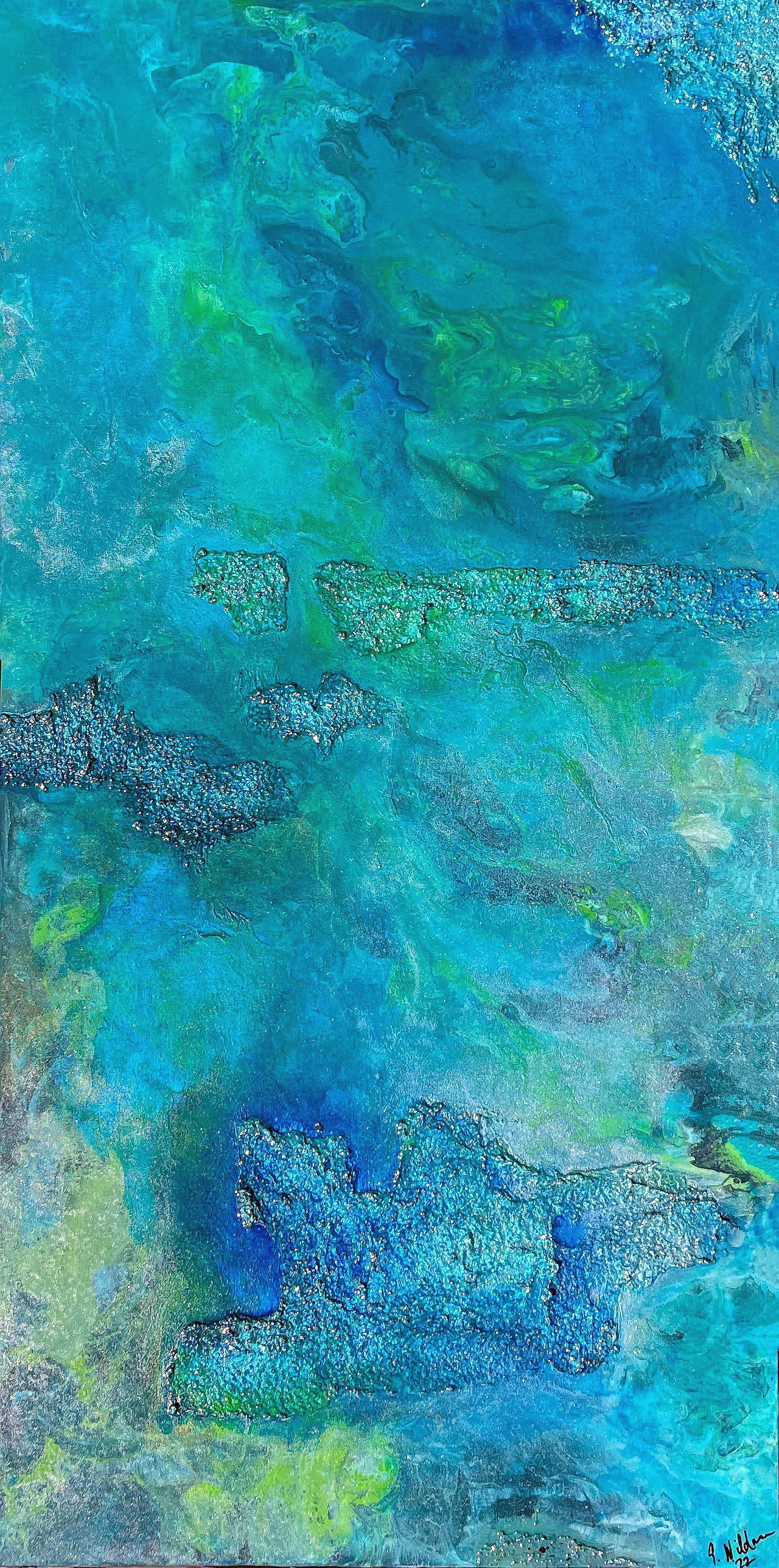Abstract Ocean Painting | Blue Wal Art | E. Wildman Gallery