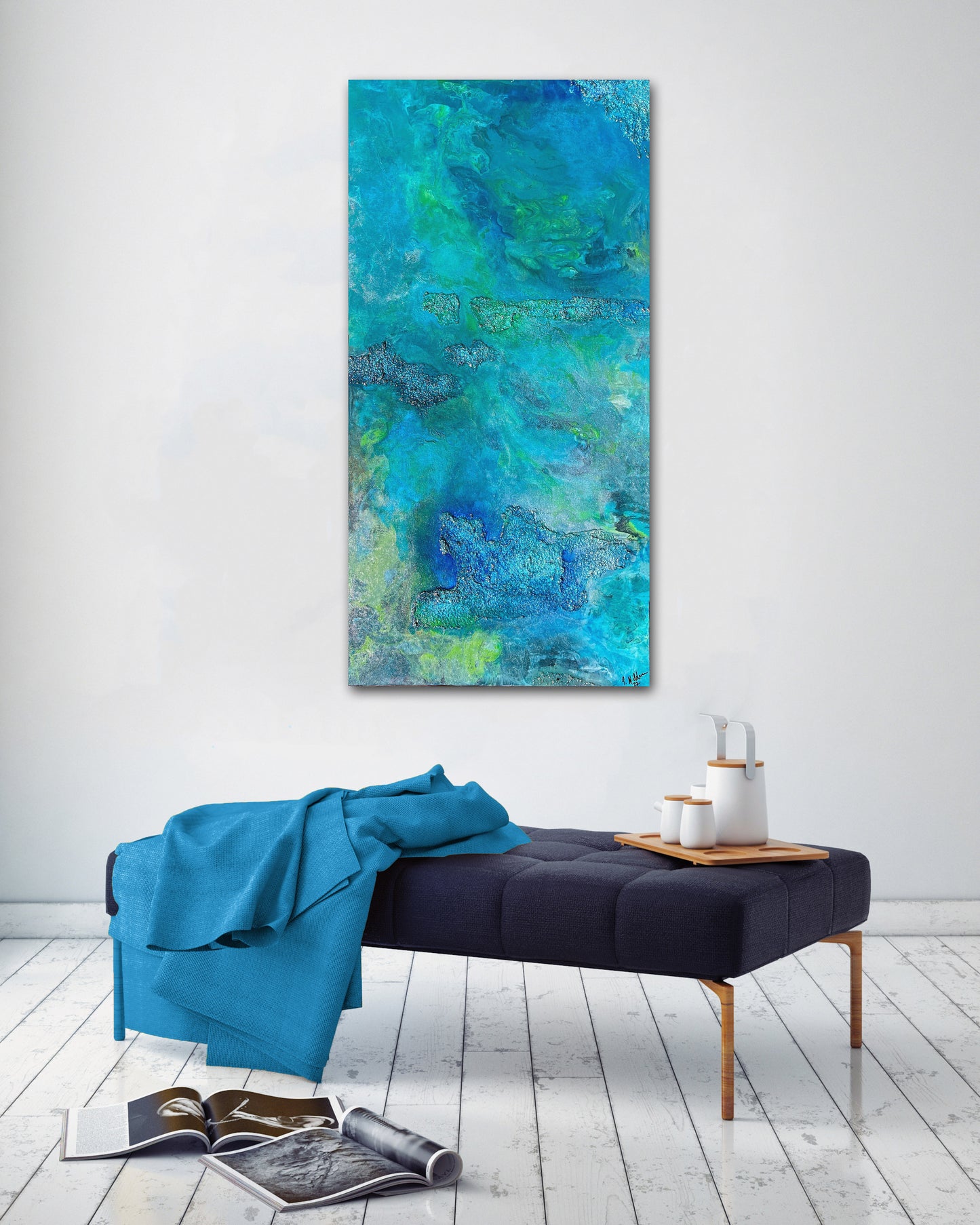 Abstract Ocean Painting | Blue Wal Art | E. Wildman Gallery