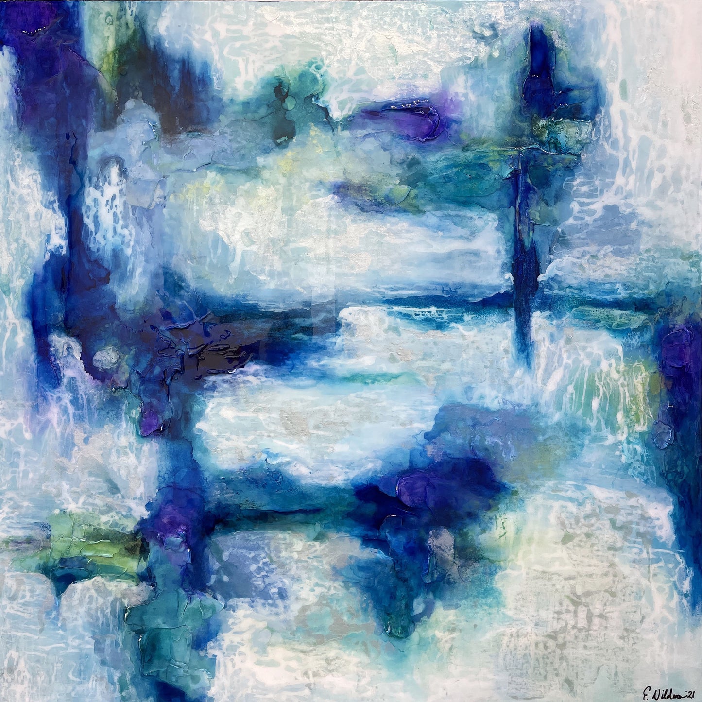 Blurred Perception Painting | Blue Art Painting | E. Wildman Gallery