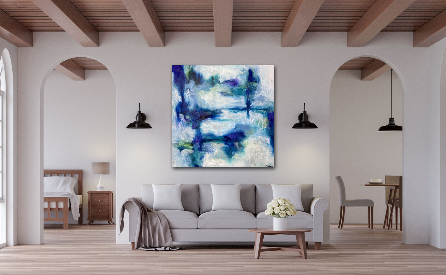 Blurred Perception Painting | Blue Art Painting | E. Wildman Gallery